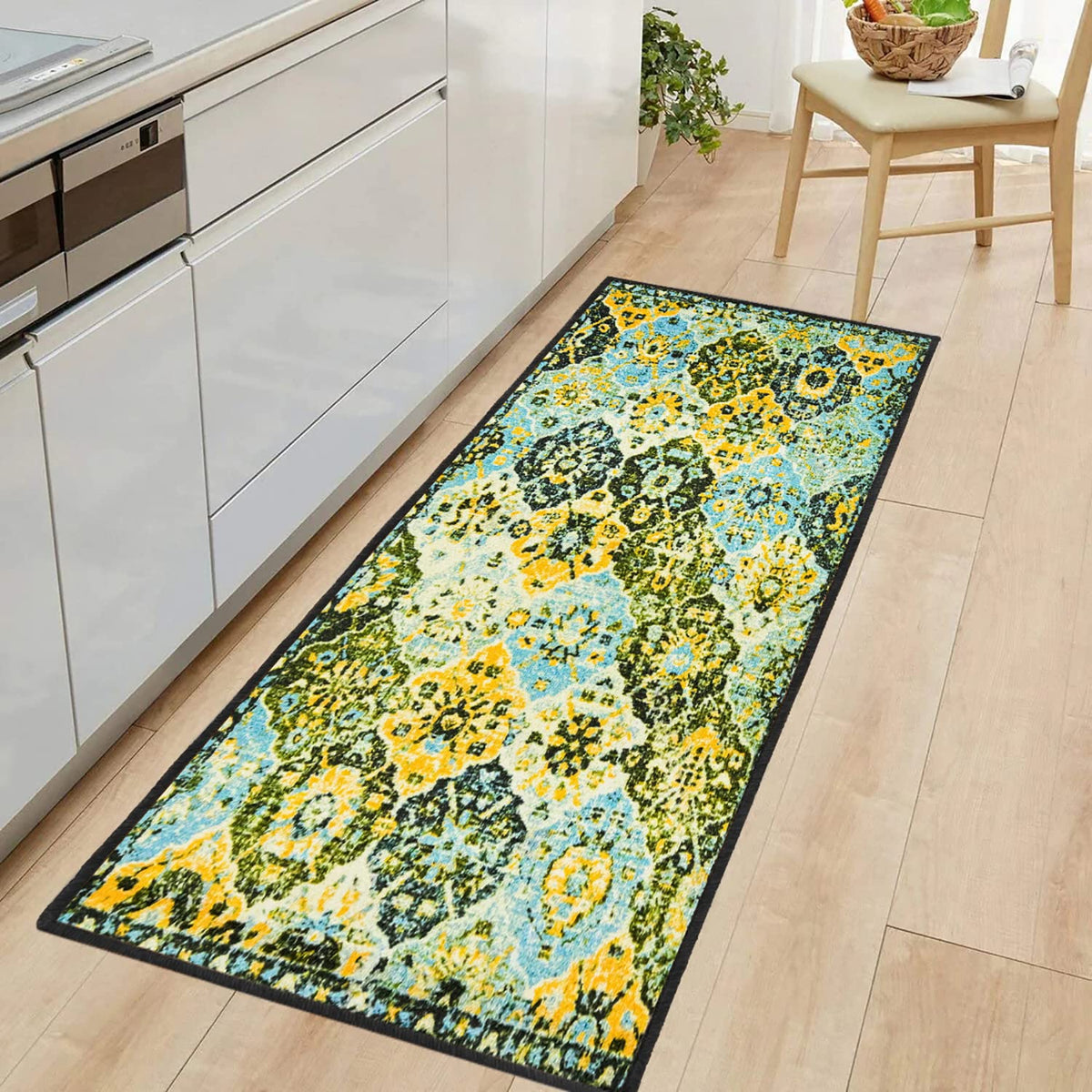 Kuber Industries Bedside Runner | Microfiber Carpet for Bedroom | Anti Skid Runner for Hall | Comfortable Persian Texture Runner Home D cor | 5x2 Feet | Multicolor