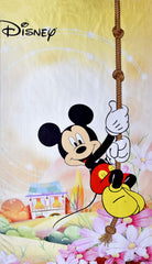 Kuber Industries Disney Mickey Print 2 Pieces Polyester Special Blackout Long Crush Eyelet Door Curtain 7 Feet (Yellow)-KUBMART04