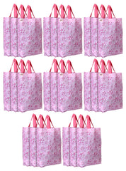 Fun Homes Non Woven Gift Bag Tote/Carry Bags With Handles Party Favor Pack of 24- Flower(Pink)
