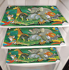 Kuber Industries Leaf Design 3 Pieces PVC Fridge Mats,2 Piece Handle Cover and 1 Piece Fridge Top Cover (Gold & Red) CTKTC34090