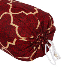 Kuber Industries Bolster Cover|Soft Cotton Bolster Cover Set|Diwan Round Bolster Pillow Covers|Luxurious Lattice Print Roll Masand Cover|16x32 Inch|Pack of 2 (Red)