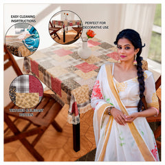 Heart Home Square Table Cover for 4 Seater|PVC Waterproof Square Pattern Tablecloth Indoor & Outdoor|48x48 Inch (Multicolor)