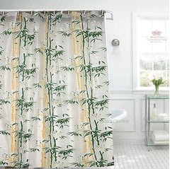 Kuber Industries CTKTC33772 Microfibre Bamboo Design Waterproof PVC Shower Curtain with 8 Hooks (Standard, 54 inch x 84 inch, Green)