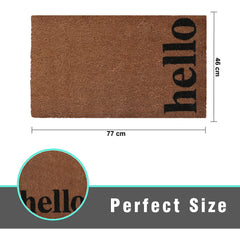 Kuber Industries Door Mat|Polyethylene Durable & Anti-Slip Natural Hello Print Floor Mat|Rug for Indoor or Outdoor, 30x20 Inch (Brown)