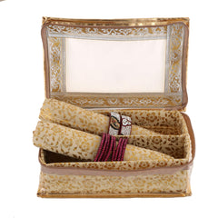 Kuber Industries Brocade Hardboard 2 Pieces Two Rod Bangle Box (Gold)-CTKTC021164