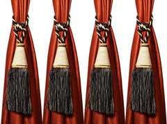 Kuber Industries Beads Beautiful Design Polyester 4 Pieces Curtain Tie Back Tassel Set (Brown) CTKTC33551