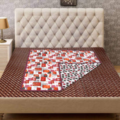 Kuber Industries Hearts Design PVC Reversible Food Mat Mattress Protector Bed Server (Cream & Maroon) CTKTC33217