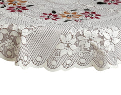Kuber Industries Cotton Round Table Cover with Flower Design for Parties, Birthdays or Special Holiday Gatherings & Indoor/Outdoor (Brown), (Model: HS_37_KUBMART020507)