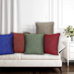 Heart Home Cushion Cover|Sofa Cushion Covers|Strips Print Sitting Cushion Cover|Polyester Cushion Filler|16x16 Inch|Set of 5 (Multicolor)