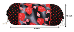 Kuber Industries Flower Design Premium Cotton Bolster Covers, 16 x 30 inch, Set of 4 (Black) (Model: HS_37_KUBMART020008)