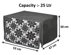Heart Home Velvet Flower Printed Microwave Oven Cover, Dustproof Machine Protector Cover,25 LTR. (Black)-HS43HEARTH26068