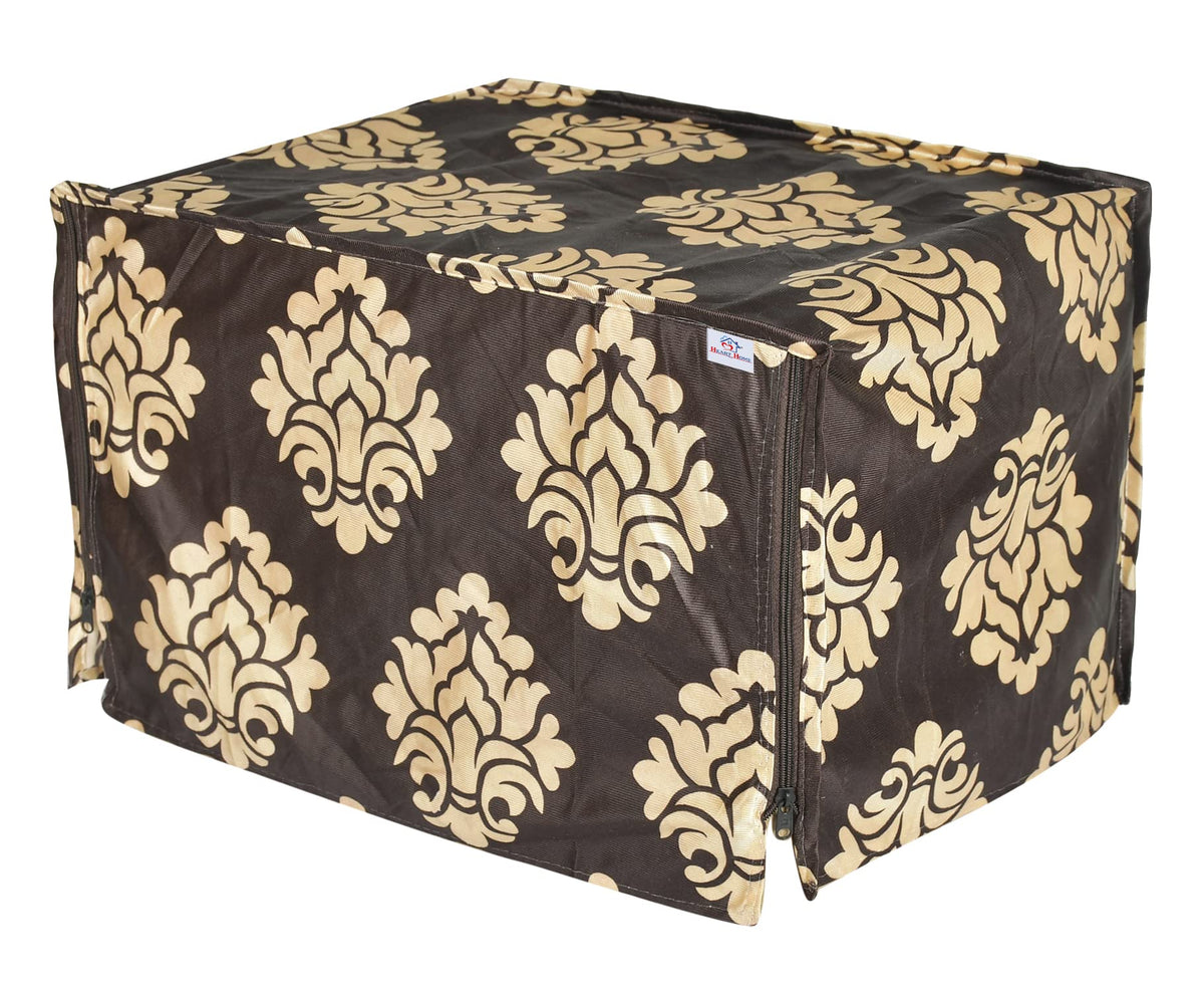 Heart Home Polyster Floral Printed Microwave Oven Cover, Dustproof Machine Protector Cover,23 LTR. (Brown)-HS43HEARTH25930