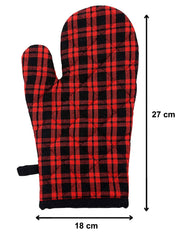 Kuber Industries Check Design Heat Resistant Cotton Kitchen Oven Mitt Microwave Glove Set, Non-Slip Grip and Hanging Loop for Kitchen, Cooking, Baking, Set of 2 (Multi), (Model: HS_37_KUBMART020608)
