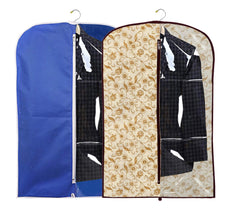 Heart Home 2 Pieces Half Transparent Non Woven Men's Coat Blazer Suit Cover (Brown & Royal Blue) - CTHH023349