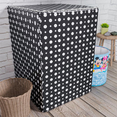 Heart Home Washing Machine Cover | Dot Print Washing Machine Cover | PVC | Top Load Fully-Automatic Washing Machine Cover | Black