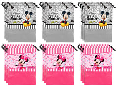 Kuber Industries Disney Print 18 Piece Non Woven Travel Shoe Cover, String Bag Organizer (Grey & Pink) -HS_35_KUBMARTS18105