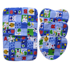 Heart Home Soft Cotton RABIT Print Mattress Crib Sheet/Baby Sleeping Sheet/Bed with 3 Petch for Baby 24"x36" (Blue) 52HH4002