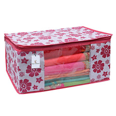 Kuber Industries 3 Piece Non Woven Saree Cover Set, Pink,Large Size -CTKTC6424