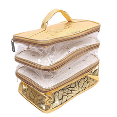 Kuber Industries Laminated Transparent PVC Make Up Kit Cum Jewellery Kit (Silver)-CTKTC21151