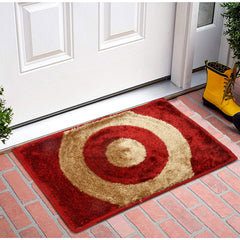 Kuber Industries Circle Design Soft, Lightweigth Velvet Doormat/Floor Mat (Red & Brown), Standard (HS39KUBMART022187)
