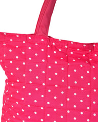 Kuber Industries Multipurposes Dot Printed Cotton Shoulder Bag/Tote Bag/Handbag/Lunch Bag with Carrying Handle- Pack of 2 (Pink)-50KM01169