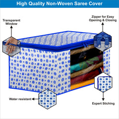 Homestic Set of 10 Foldable Non Woven saree covers with Zip|Saree & Clothes Organiser for wardrobe |Transparent Window With Premium Zipper|Suitable for Lehenga, Suit, Dress (Blue & Pink)