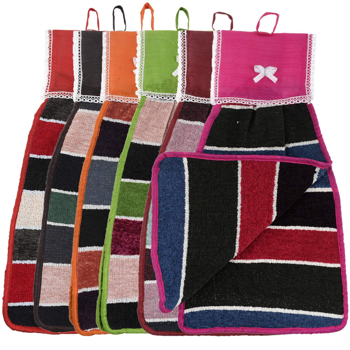 Kuber Industries Hanging Cotton 6 Pieces Cotton Washbasin Napkin/Hand Towel for Kitchen and Bathroom (Multi) - CTKTC45600