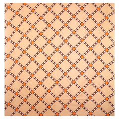 Heart Home Check Printed Luxurious Soft Breathable & Comfortable Glace Cotton Double Bedsheet with 2 Pillow Covers (Autumn Orange)-HS43HEARTH26803