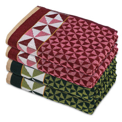 Heart HomeTringle Printed Super Soft, Fluffy, and Absorbent, Cotton Bath Towel Perfect for Daily Use, 30"x60"- Pack of 4 (Green & Maroon)
