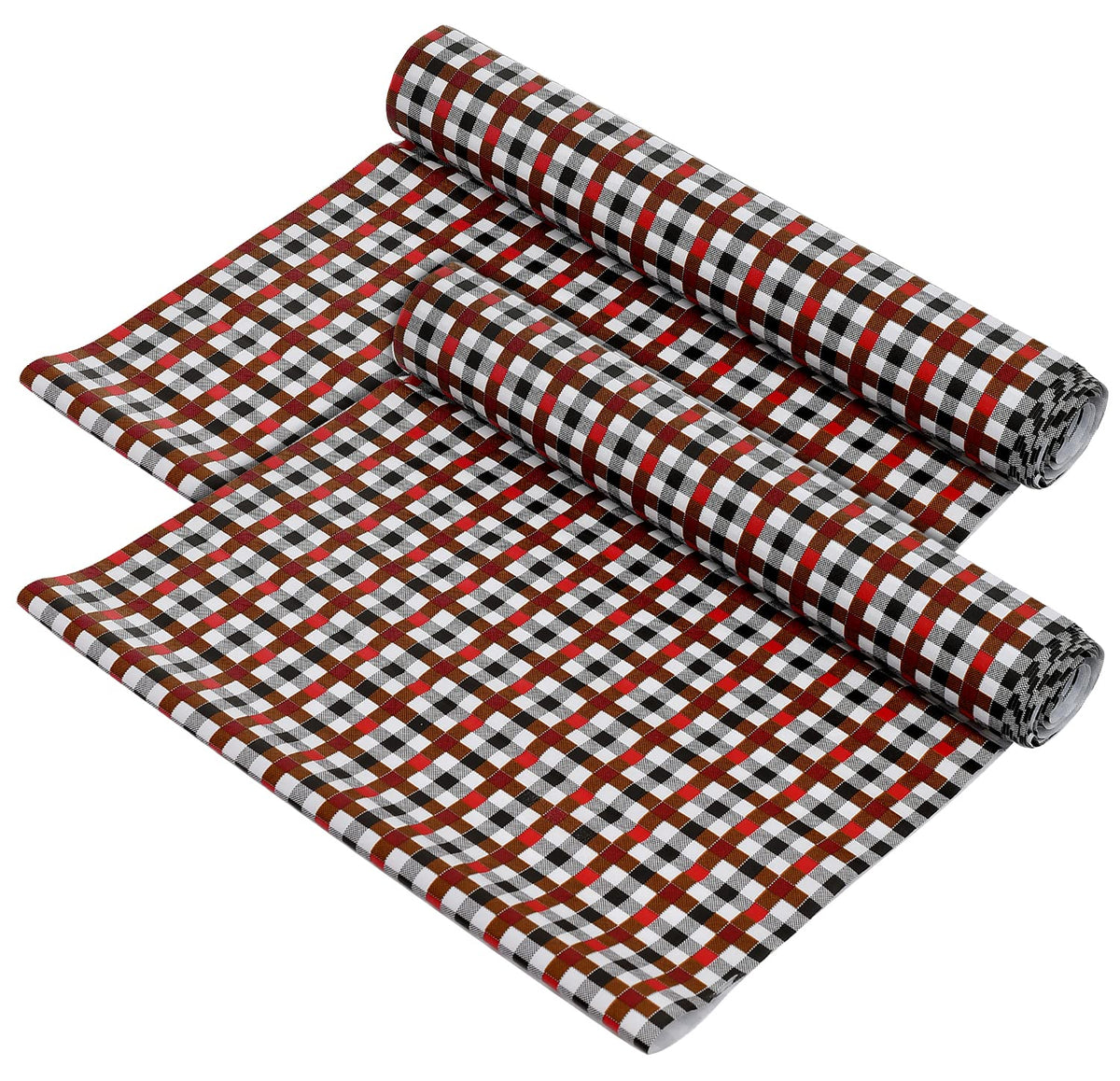 Heart Home Check Printed PVC Anti Slip Skid Shelf Mat, 10 Mtr- Pack of 2 (Maroon)