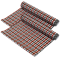 Heart Home Check Printed PVC Anti Slip Skid Shelf Mat, 10 Mtr- Pack of 2 (Maroon)