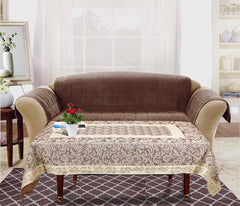 Kuber Industries Leaf Design Cotton 4 Seater Center Table Cover 40"x60"(Brown)-KUBMART15503, Standard