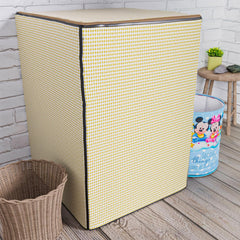 Heart Home Washing Machine Cover | Mini Check Print Washing Machine Cover | Soft PVC | Top Load Fully-Automatic Washing Machine Cover | Golden