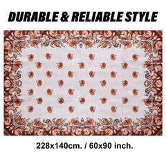 Heart Home Dining Table Cover | Velvet Sparkle Table Cover | Brown Digital Flower Table Cover | Table Protector | Table Cover for Dining Table | 60X90 Inch | DTC | Golden