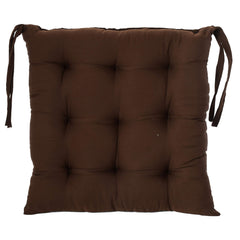 Kuber Industries 4 Pieces Cotton Decorative Fabric Chair pad/Back Support/Seat Cushion with Ties and Handmade Quilting,14" x 14" Inch (Brown) - CTKTC46182