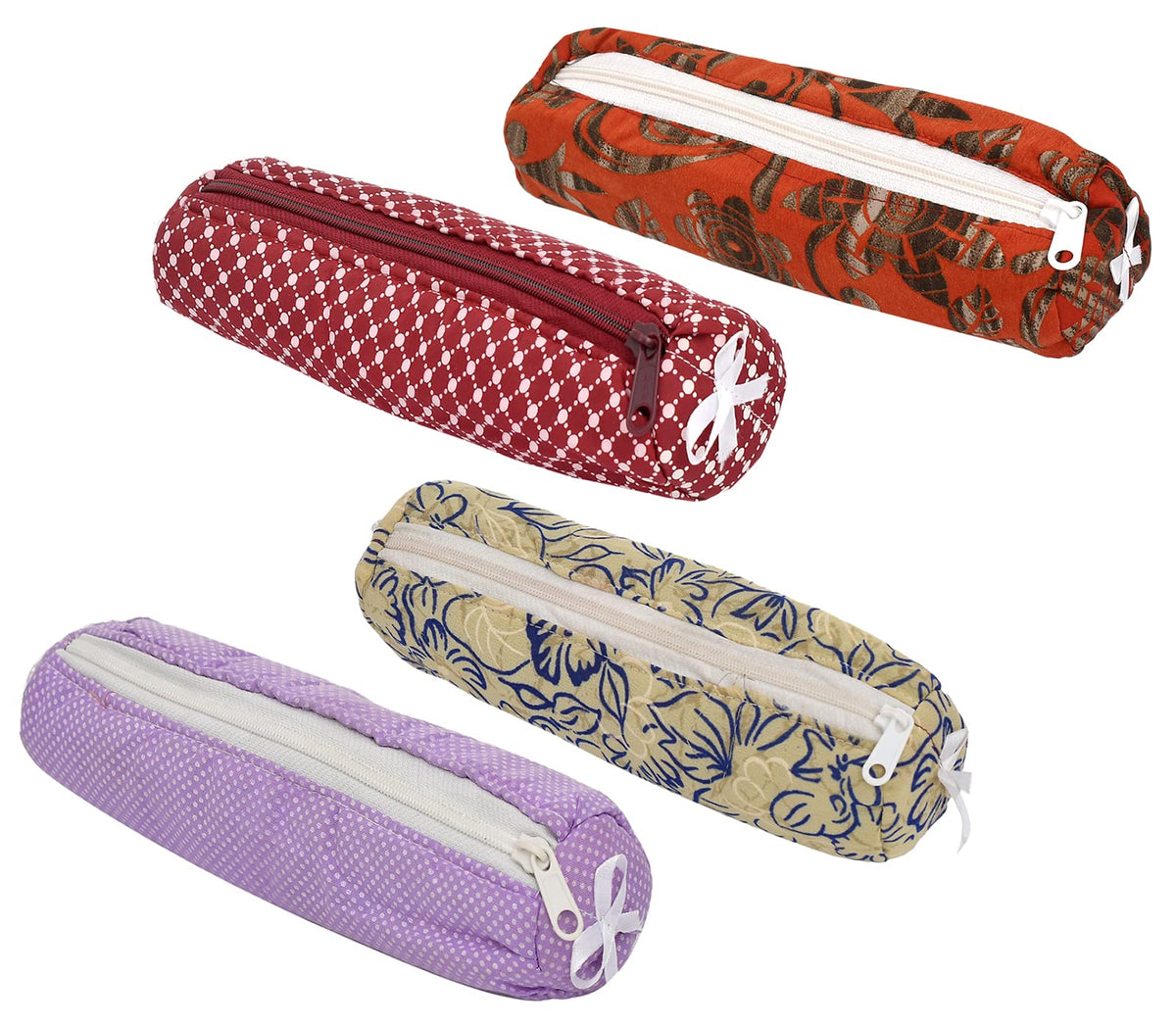 Kuber Industries Cotton 1 Rod Bangle Organizer For Watches, Bracelets, Bangles, Small Jewllery With Zipper - Pack of 4 (Assorted)