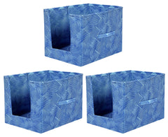Heart Home Lehariya Printed Multiuses Non-Woven Closet Organizer With Handles- Pack of 3 (Blue) -HS43HEARTH26491