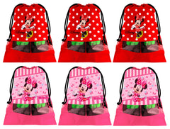 Kuber Industries Portable Travel Shoe Bags Dust-proof Shoe Organizer Space Saving Storage Bags, Disney Print (Set of 6,Red & Pink) -HS_35_KUBMARTS18030