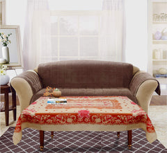 Heart Home Flower Design PVC 4 Seater Center Table Cover 60"x40"(Pink) -(CTHH06960)