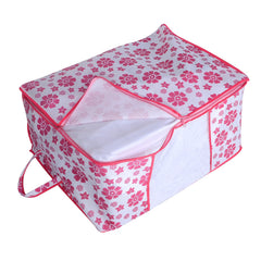 Kuber Industries 3 Piece Non Woven Under Bed Storage Organiser Set, Pink, Standard (UNDERPinkf02)
