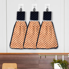 Kuber Industries Napkin | Washbasin Hanging Napkin | Kitchen Towel with Ties | Napkin for Kitchen | Circle Napkin for Bathroom | Hand Towel for Kitchen | Pack of 3 | Golden
