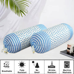 Heart Home Bolster Covers | Cotton Bolster Cover Set | Diwan Bolster Cover Set | Bolster Pillow Cover | Flower Masand Cover | 16x32 Inch | Pack of 4 | Multi