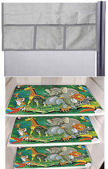 Kuber Industries Cartoon Design 3 Pieces PVC Fridge Mats and 1 Piece Fridge Top Cover (Silver) - CTKTC39649