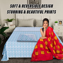 Kuber Industries Blanket | Cotton Double Bed Dohar | Blanket For Home | Reversible AC Blanket For Travelling | Blanket For Summer | Blanket For Winters | Carry Print | Green