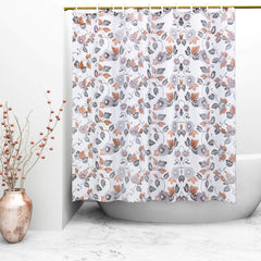 Kuber Industries Floral PVC Shower Curtain with 8 Hooks - 54"x84", Multicolour