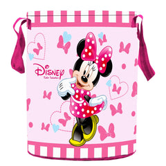 Kuber Industries Disney Minnie Print Round Non Woven Fabric Foldable Laundry Organiser with Handles,45 LTR (Pink)-KUBMART11640