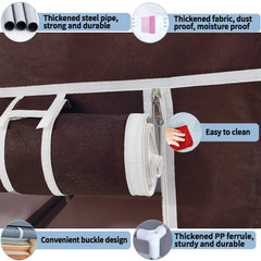 Heart Home Wardrobe for Clothes|Non Woven 2 Door Portable Clothes Rack|8 Shelf Foldable Almirah for Clothes|Brown