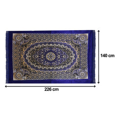 Kuber Industries Carpet|Water Absorption Kalamkari Paisley Pattern Floor Mat|Velvet Sitting Carpet for Hall, Living Room, 5x7 Feet (Navy Blue)