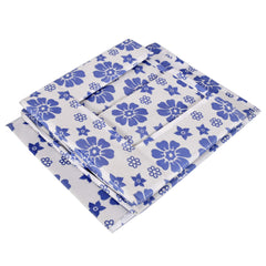 Heart Home Flower Printed Multiuses Non-Woven Closet Organizer With Handles- Pack of 6 (White & Blue) -HS43HEARTH26505