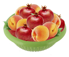 Heart Home Payal Unbreakable Round Plastic Kitchen Vegetables and Fruits Basket Multipurpose Organizers Storage Basket (Peach & Green)-Pack of 2-HHEART15220, Standard